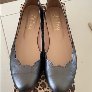 French Sole 7.5 jigsaw pewter flats